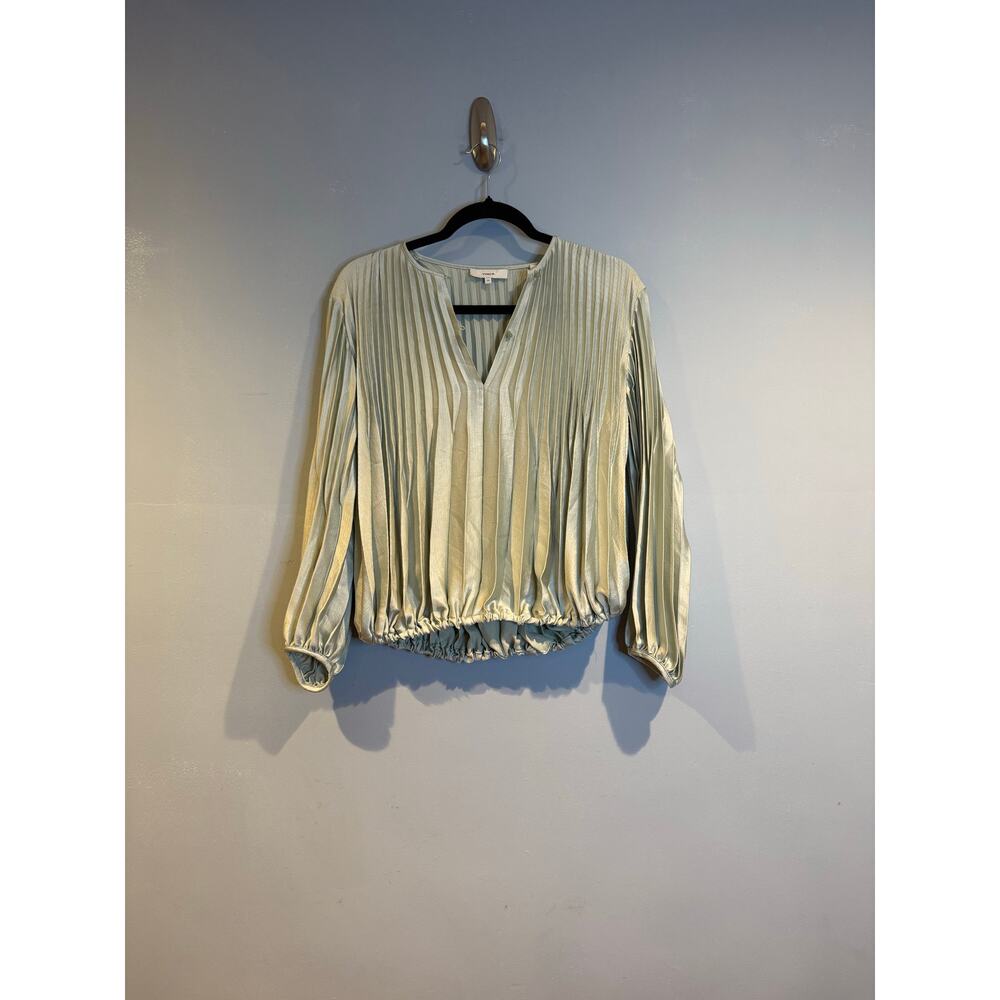 Vince Pleated Satin Blouson Top – XS